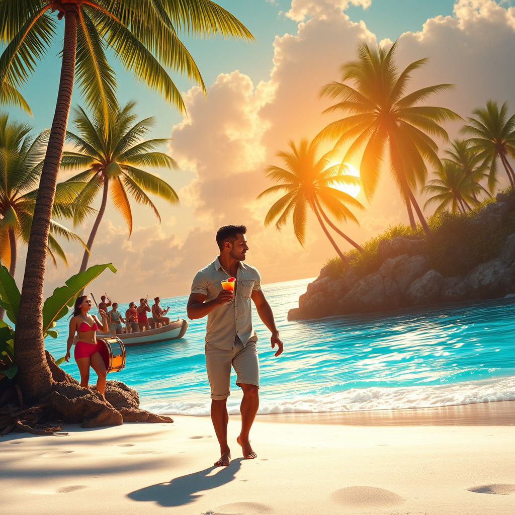 Tropical Paradise: Fantasy Beach Scene in 8K