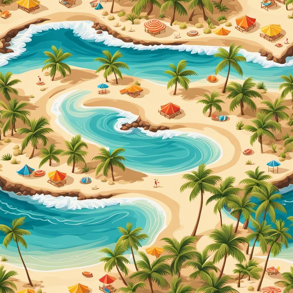 Isometric Paradise Beach in Detailed Vector Art