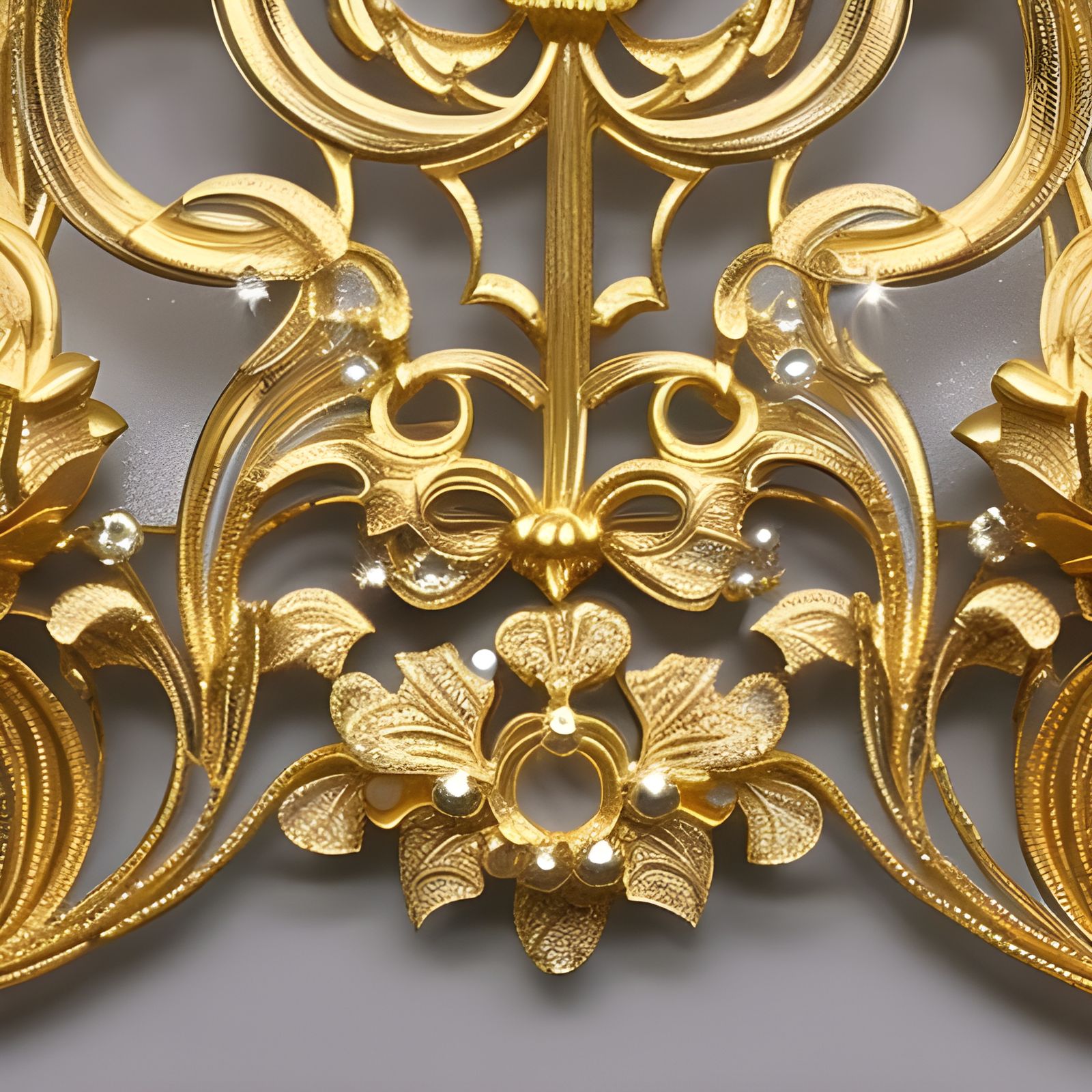 Intricate 3D Gold Flower Panel in Art Deco Style