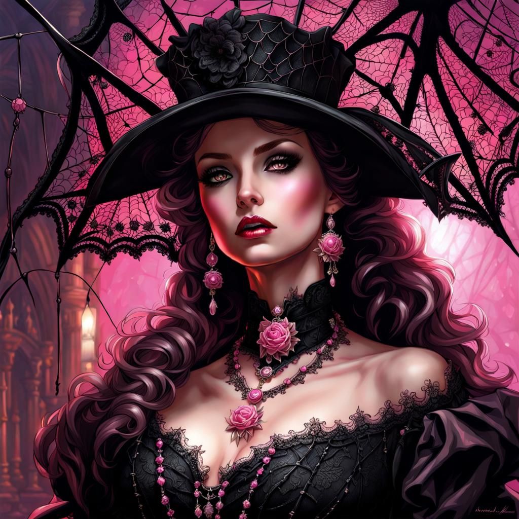 Victorian Mistress in Lace: Detailed Digital Portrait