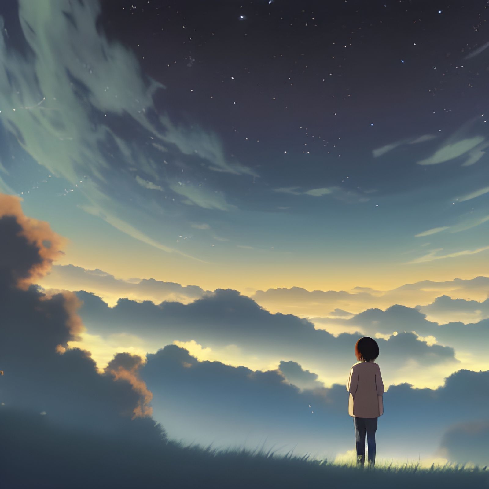 Anime Starry Night Sky in Studio Ghibli Style