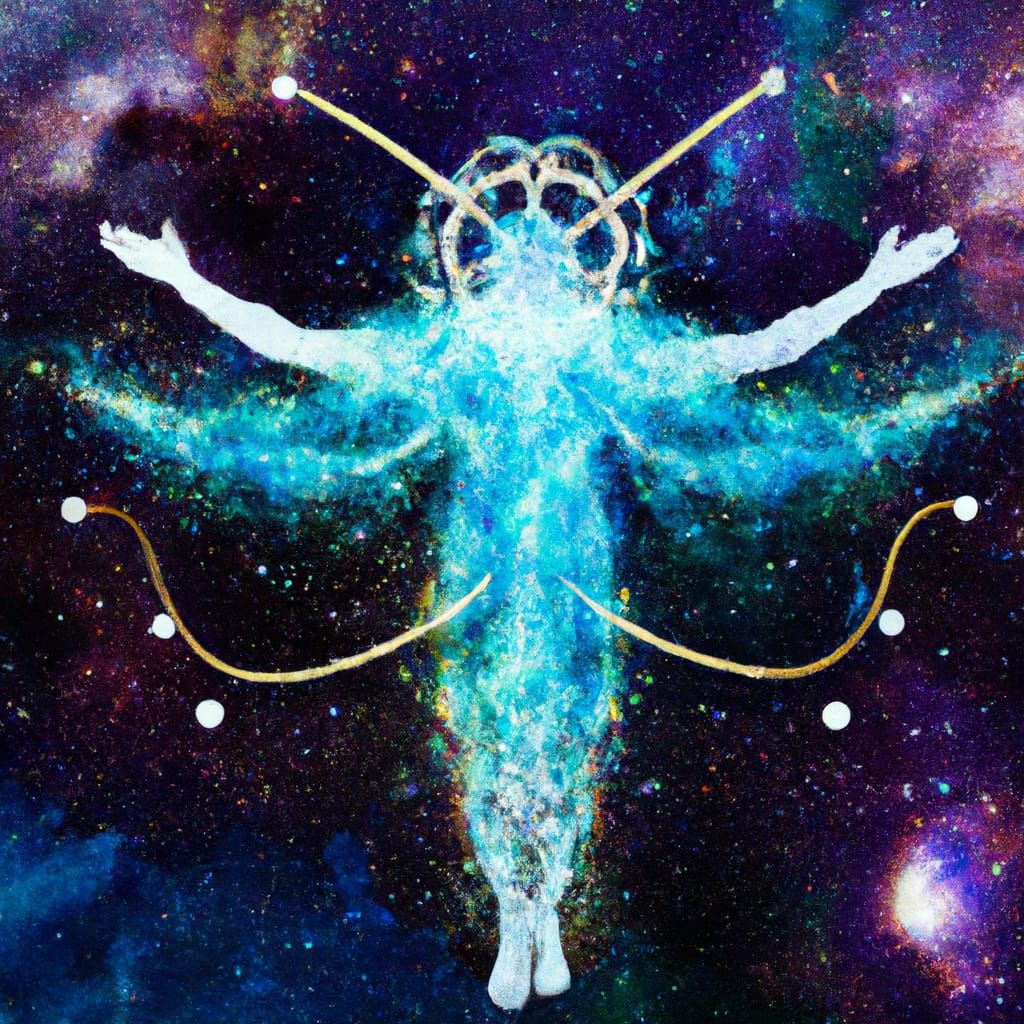 Vitruvian Man Nebula: Galactic Digital Art