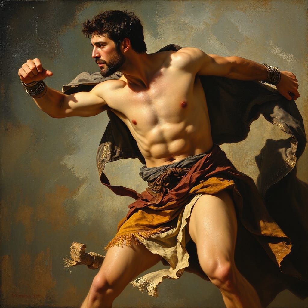 Elegant Warrior in Full Motion