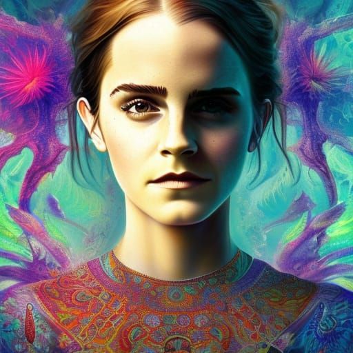 Psychedelic Emma Watson Portrait in Unreal Engine 5
