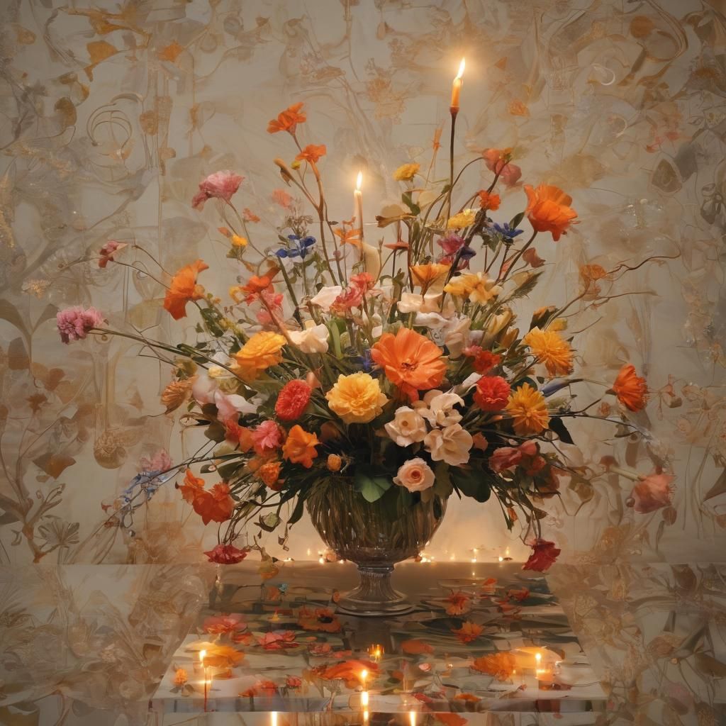 X-Ray Image of Floral and Musical Arrangement