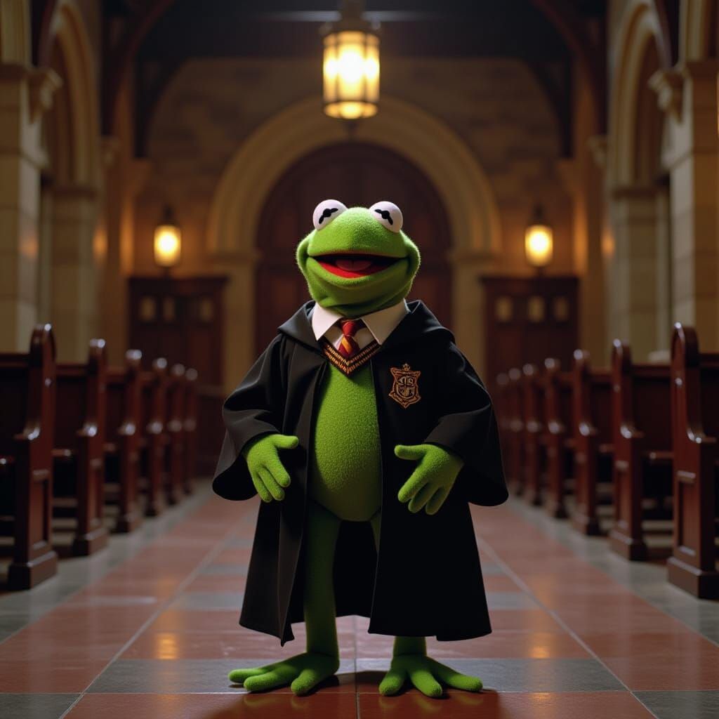 Kermit as Hogwarts Student: Cinematic Film Still