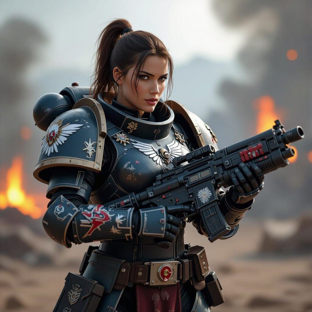 Warhammer 40k Female Space Marine Portrait