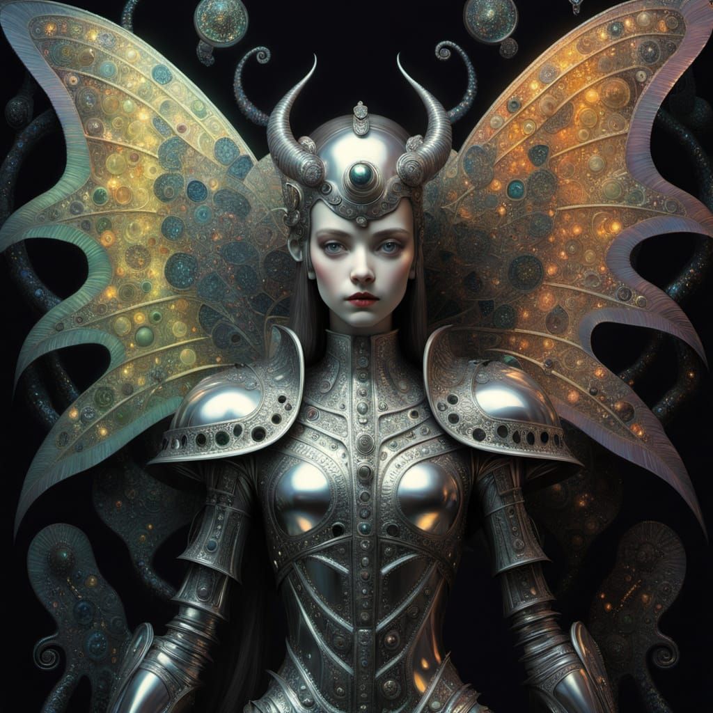 Bio-Luminescent Warrior in Fantasy Landscape