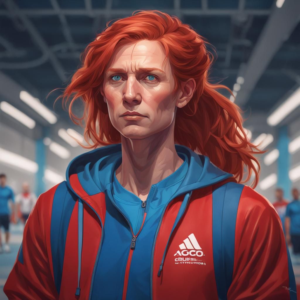 Red-Haired Teacher Portrait in Hyperdetailed Digital Art
