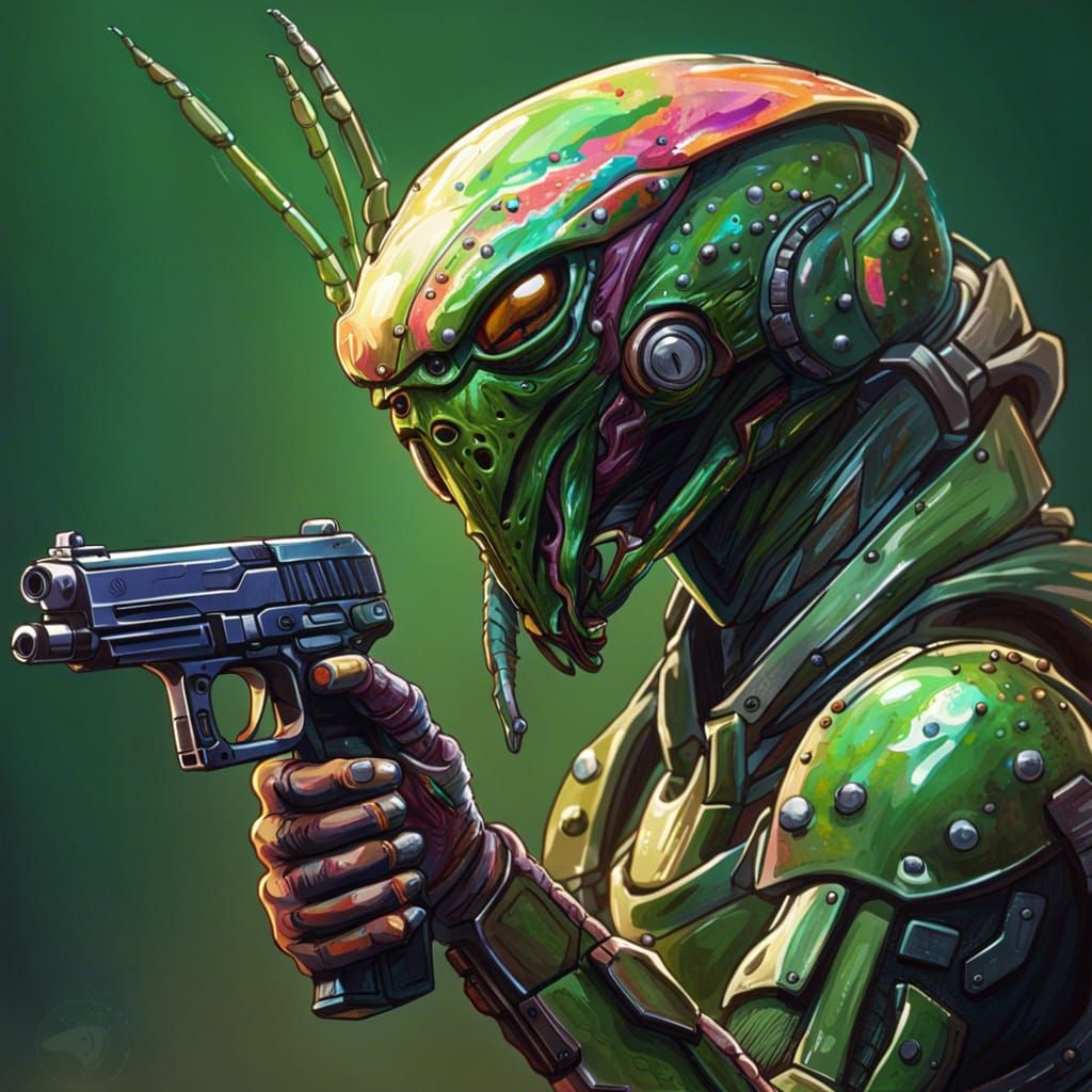 Hyperrealistic Preying Mantis Soldier Concept Art
