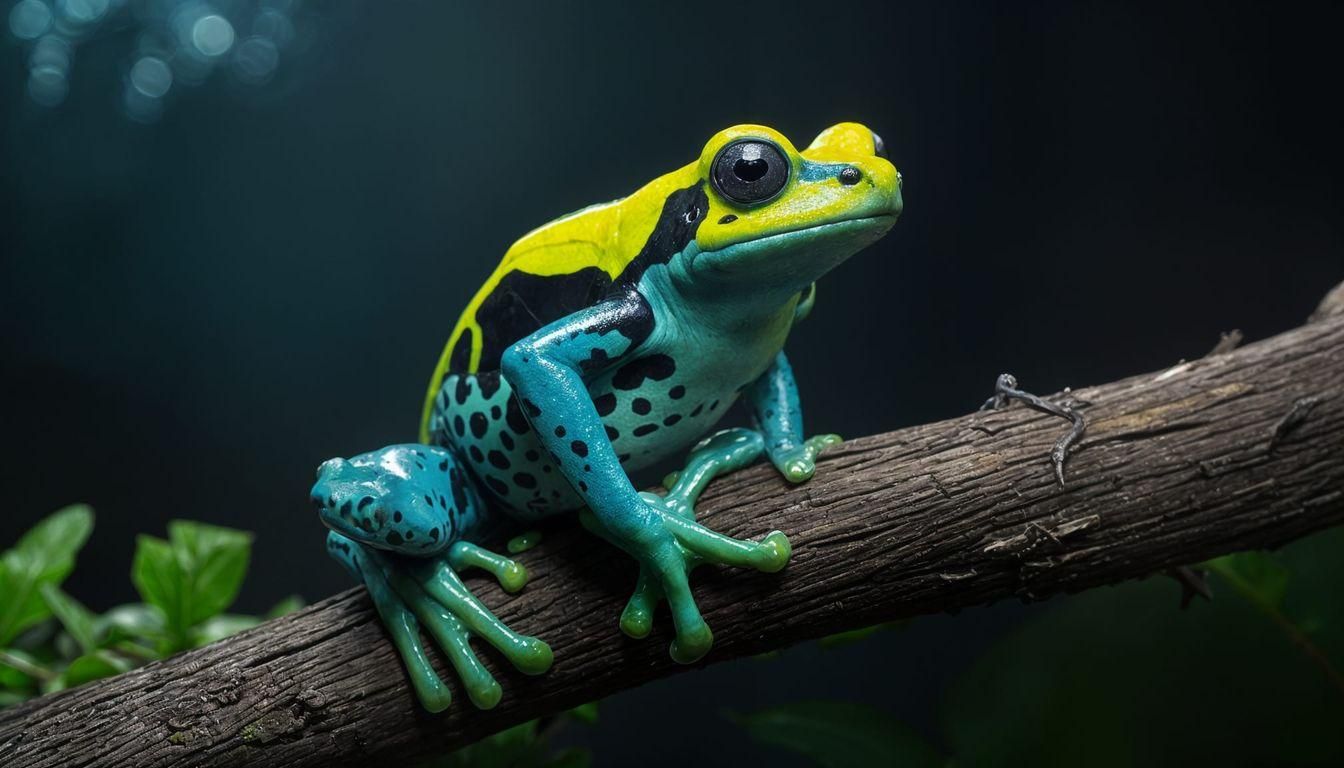 Neon Poison Dart Frog in Tropical Moonlight