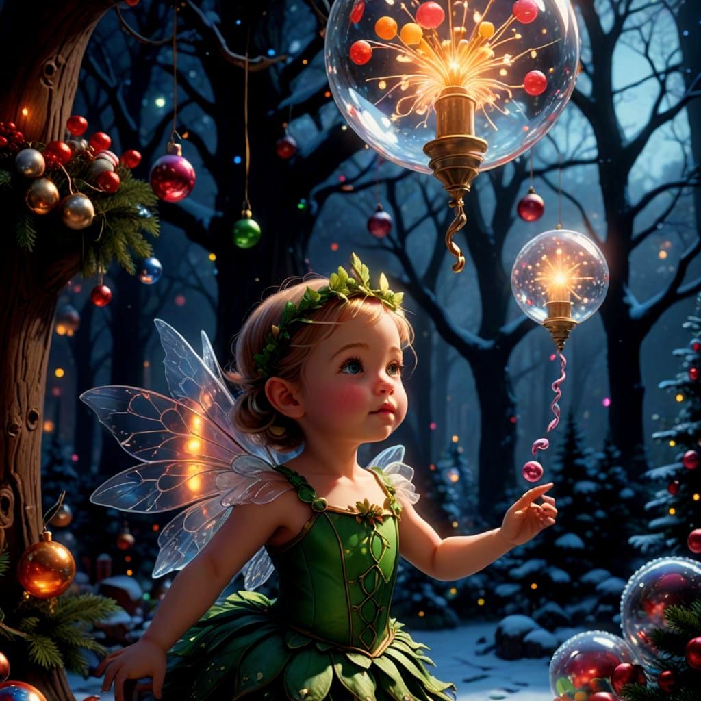 Glowing Glass Christmas Fairy Plays in Whimsical Candyland W...
