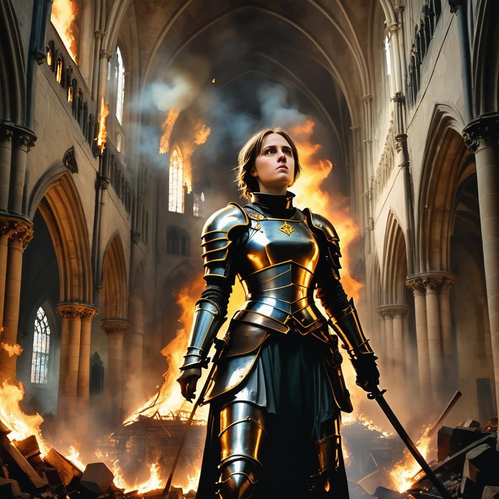 Epic Romanticism Art Piece: Joan of Arc Standing Heroically....