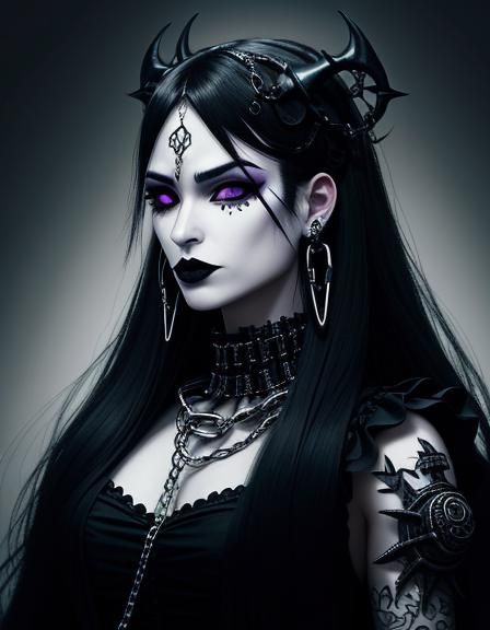 Dark Fantasy Anime Goth with Piercings