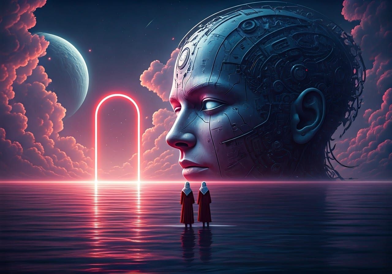 Cyborg Skies: A Futuristic Surreal Landscape