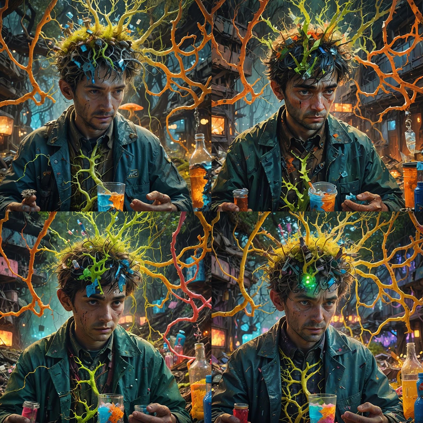 Devastated Forest of Plastics: Detailed Matte Painting