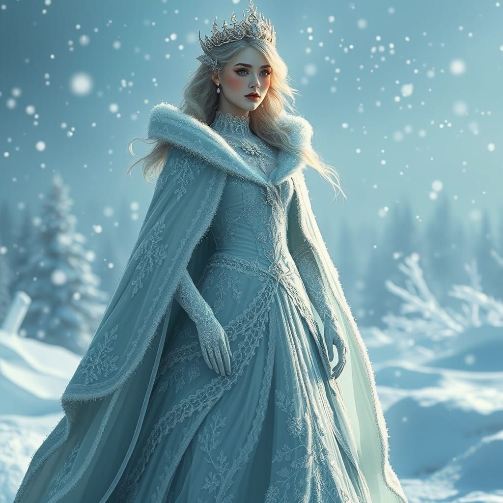 Ethereal Snow Queen in Winter Wonderland