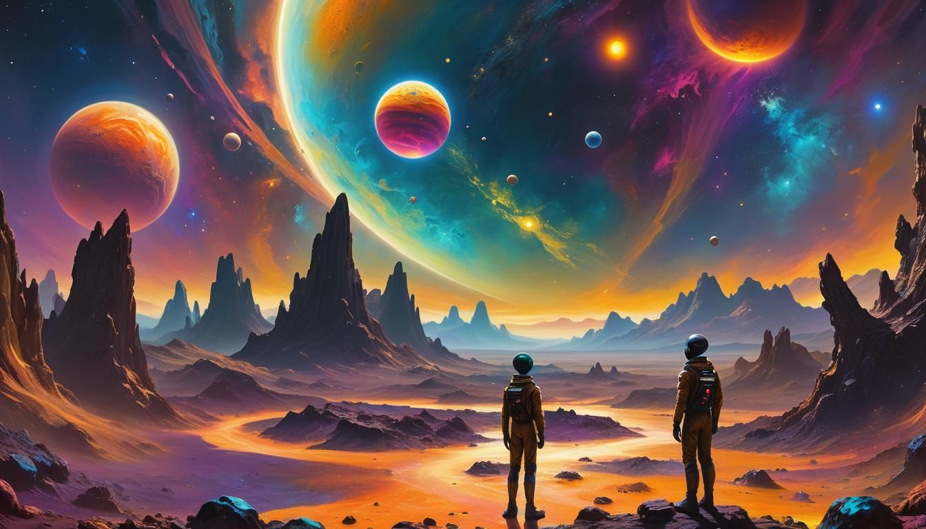 Surreal Exoplanet Exhibition in a Golden Light