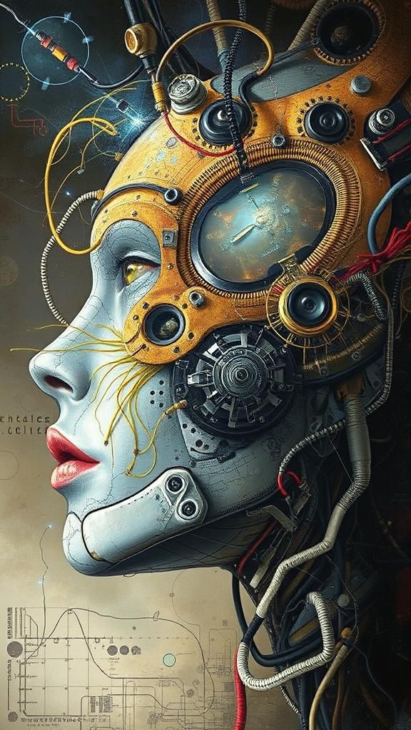 Sci-Fi Cyborg Archaeometallurgist Portrait in Aetherpunk Sty...