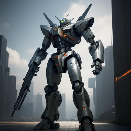 Futuristic Mecha Robot in Sci-Fi Setting