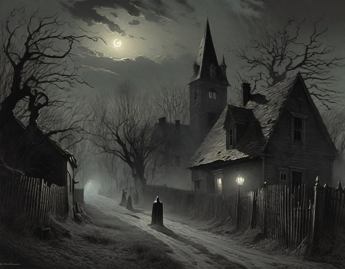 Spooky Haunted Village with Roaming Ghosts