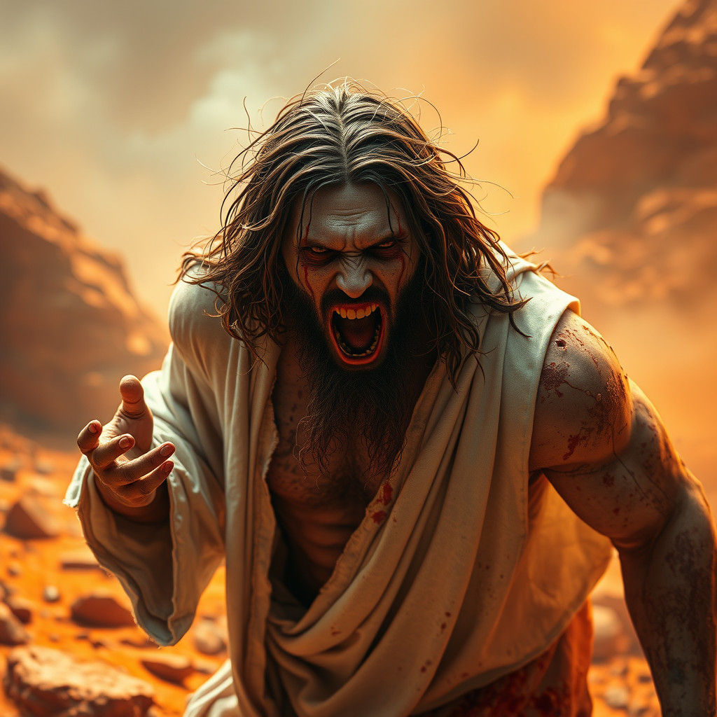 Menacing Zombie Jesus on Alien Planet, Digital Art