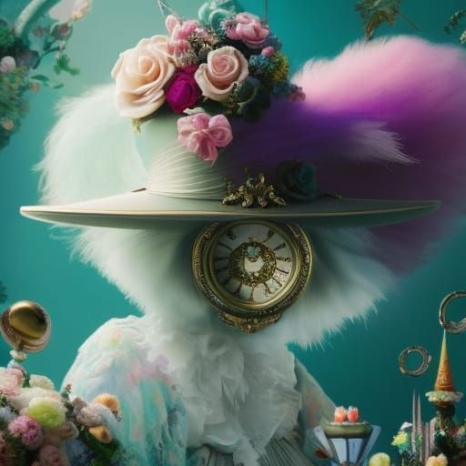 Steampunk Rabbit in Victorian Goth Rococo Style