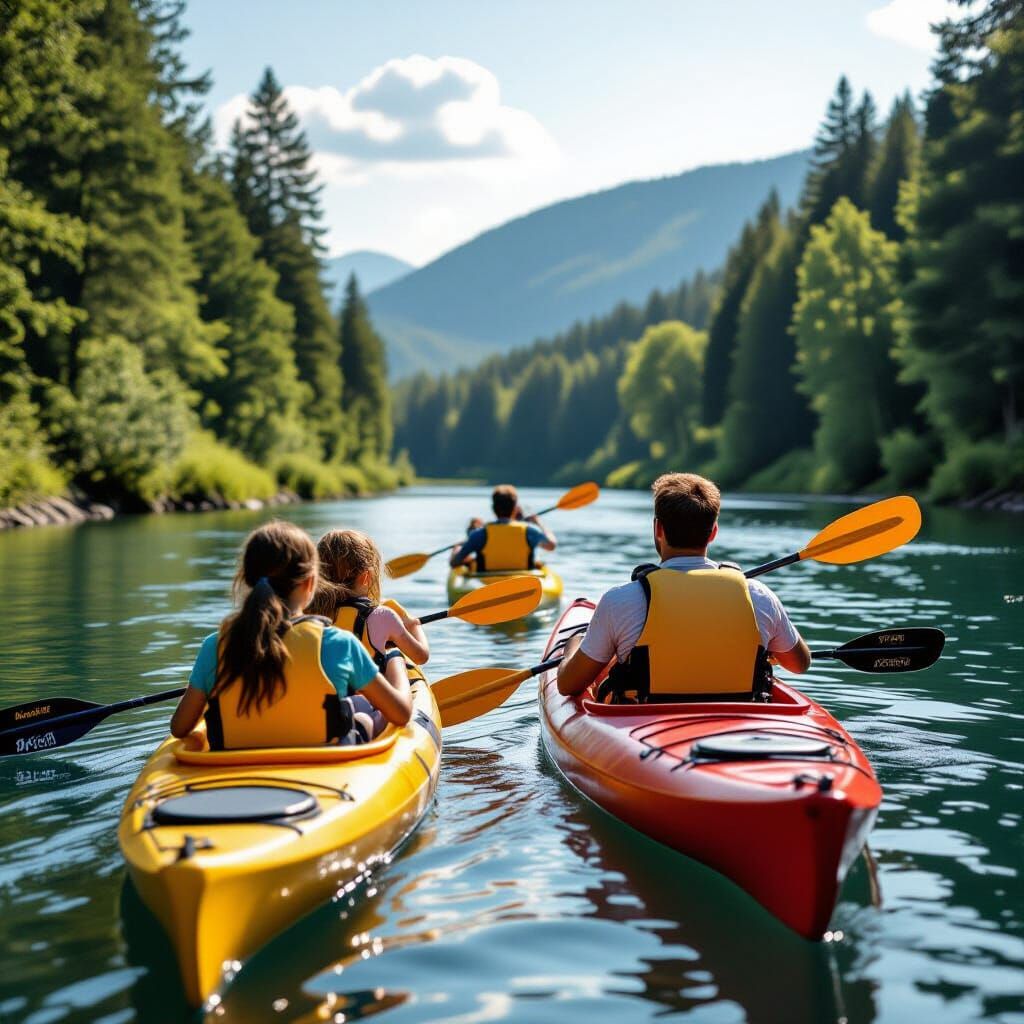 Family Kayaking Adventure in Ad Style