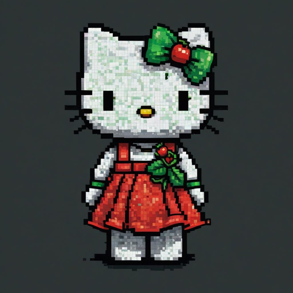 Pixel Art Hello Kitty as a Cherry