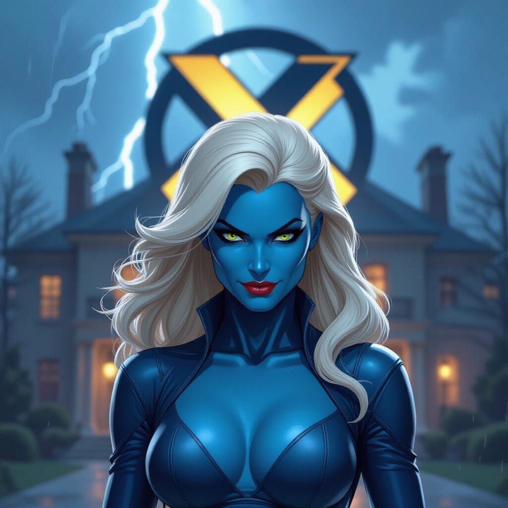 Mystique in Action Before X-Men Mansion