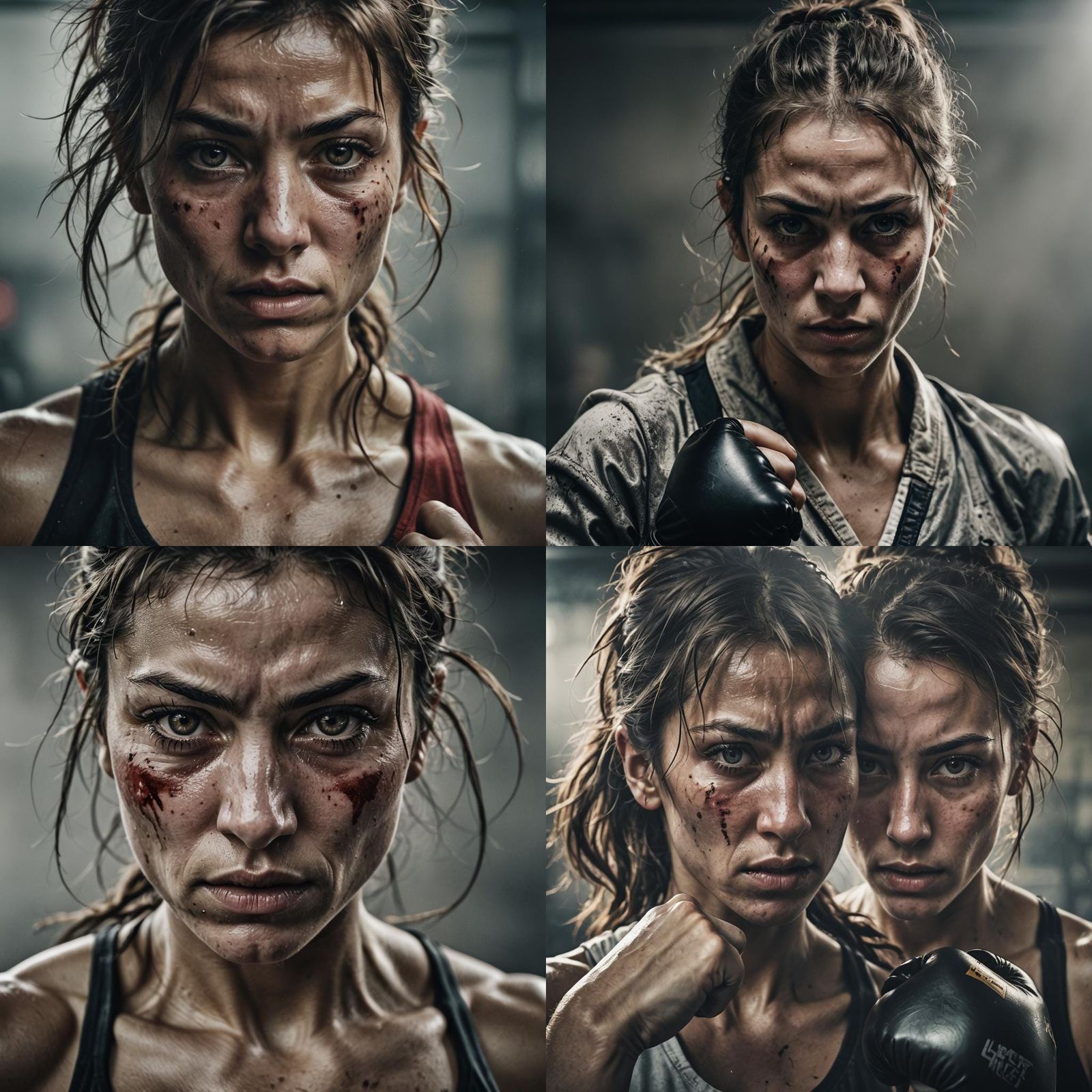 Intense Kickboxing Fight Portrait