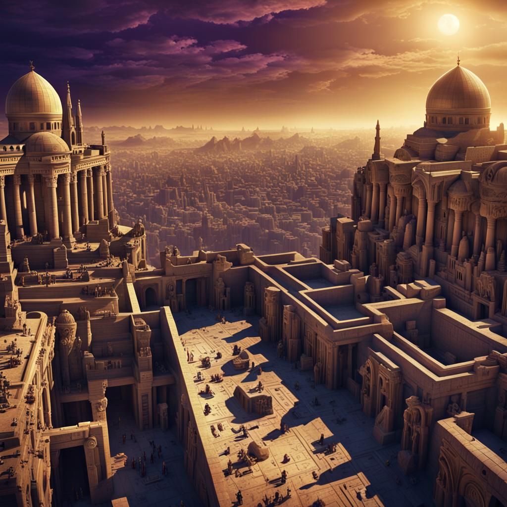 Steampunk Egyptian Necropolis: Cinematic Panoramic Vista