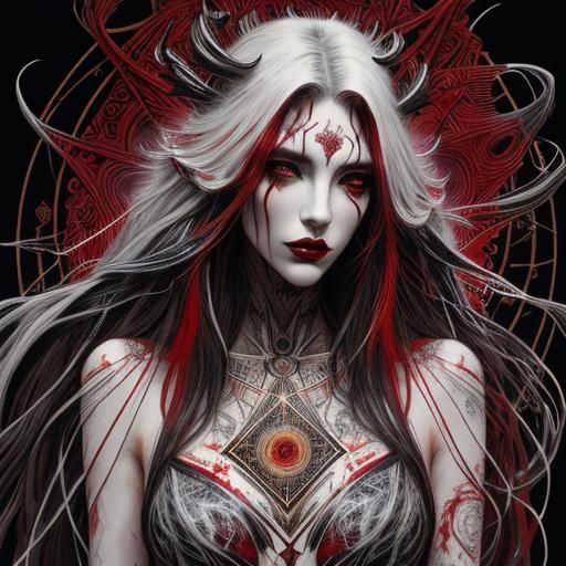 Celestial Woman in Tarot Card Style