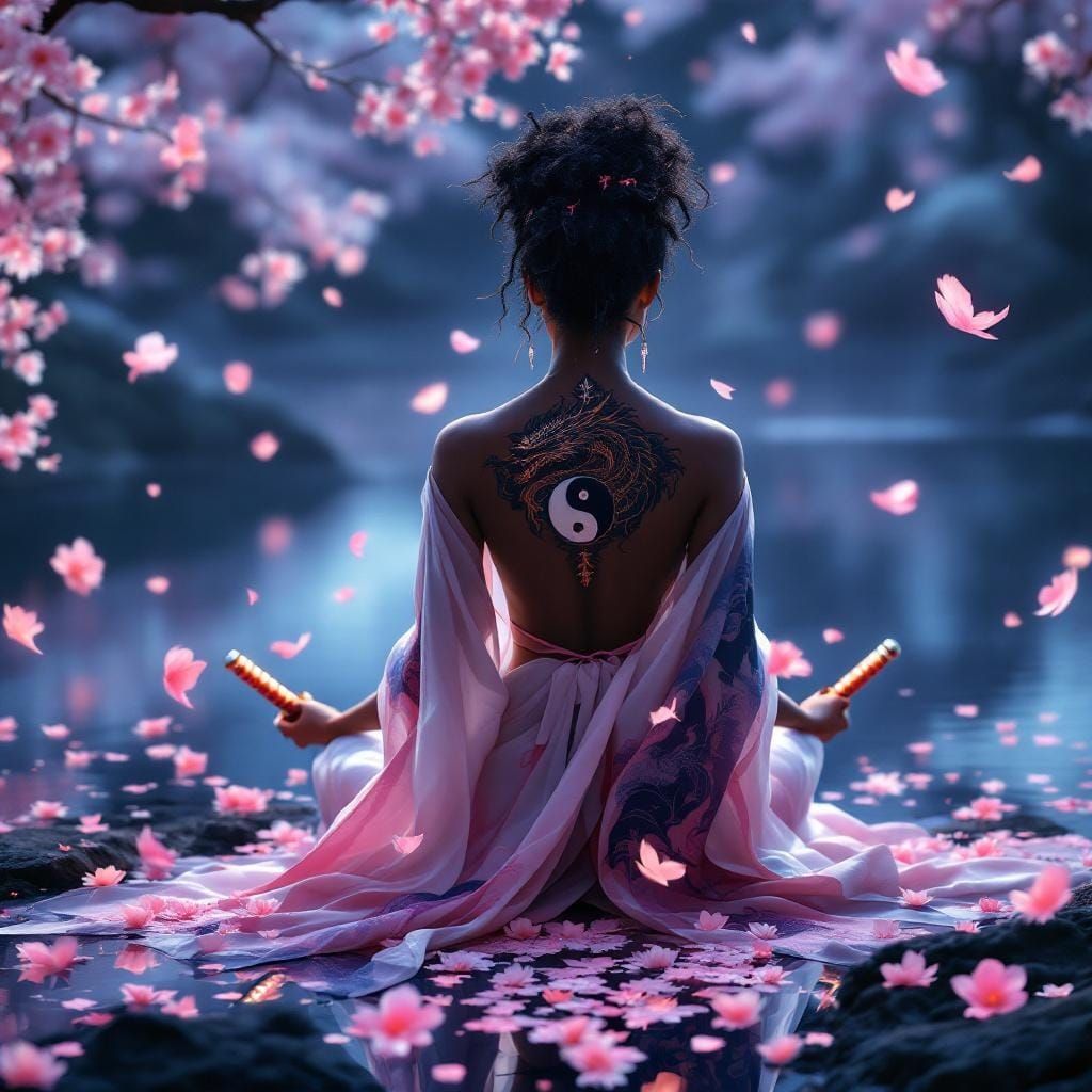 Warrior Goddess Meditating by Sacred Lake