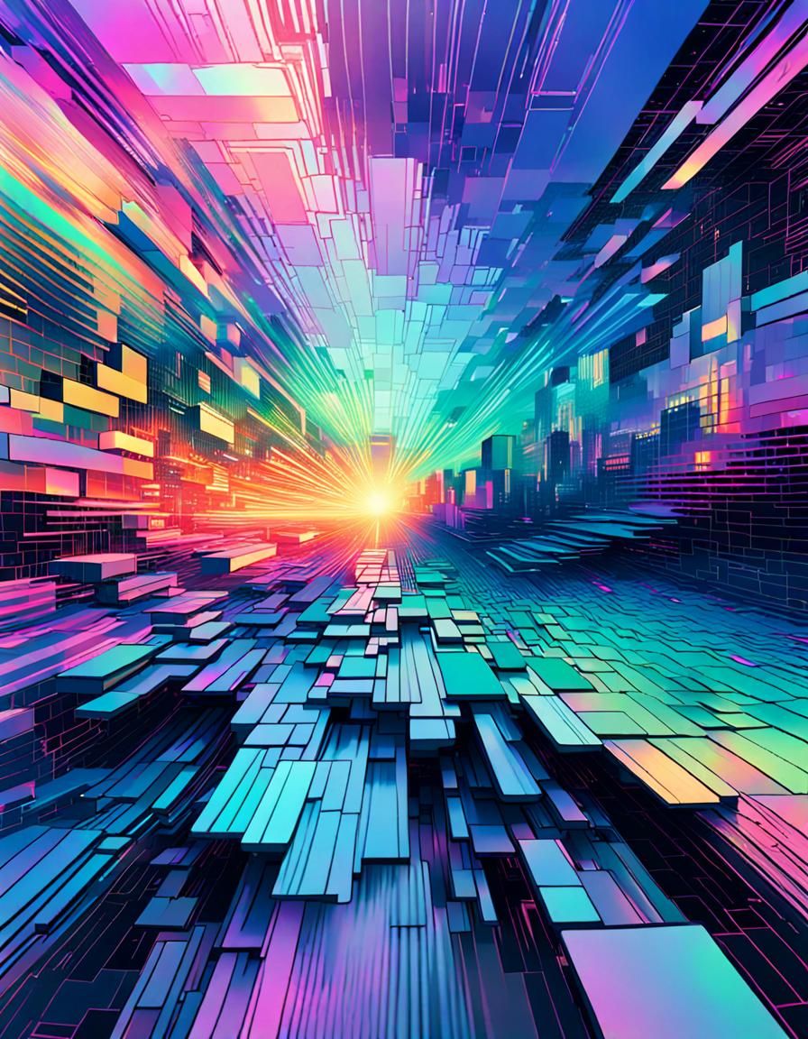 Vaporwave Hologram in Flickering Gradient