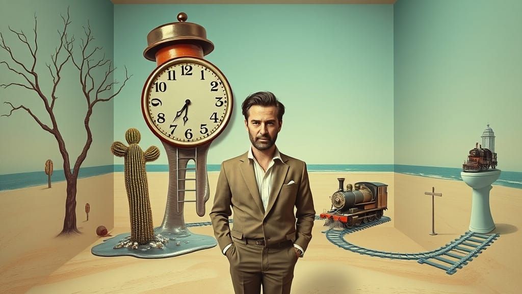 Surrealistic Dreamscape in Midcentury Style