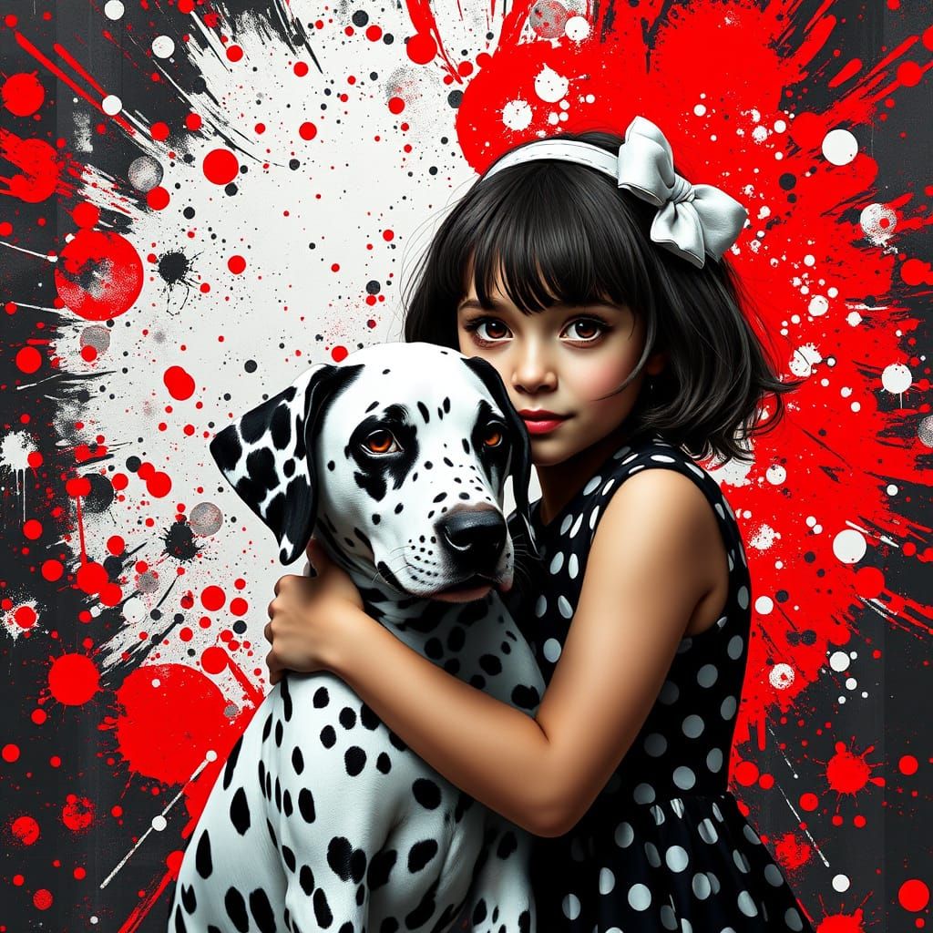Girl with her dalmatian dog