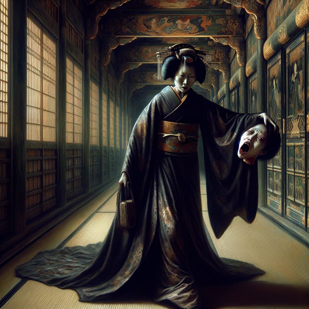 Headless Geisha in Palace: A Sinister Vision