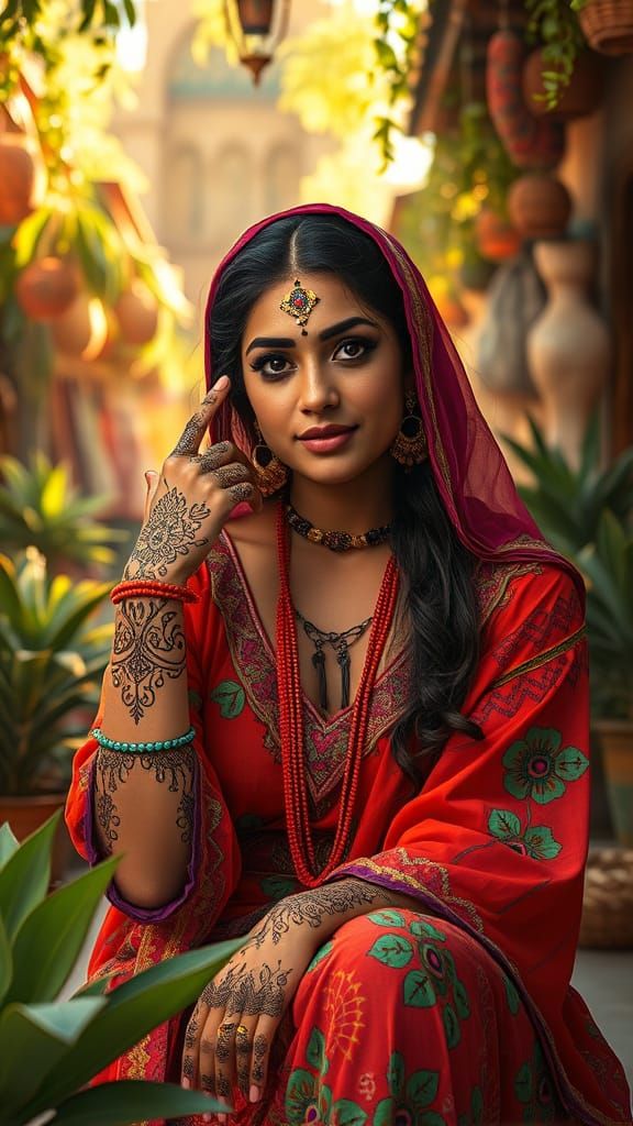 Zahia in Moroccan Market, Digital Art