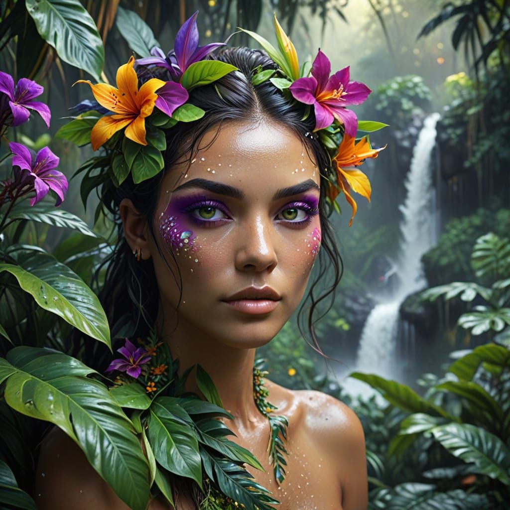 Jungle Woman Portrait in Hyperrealistic Digital Art