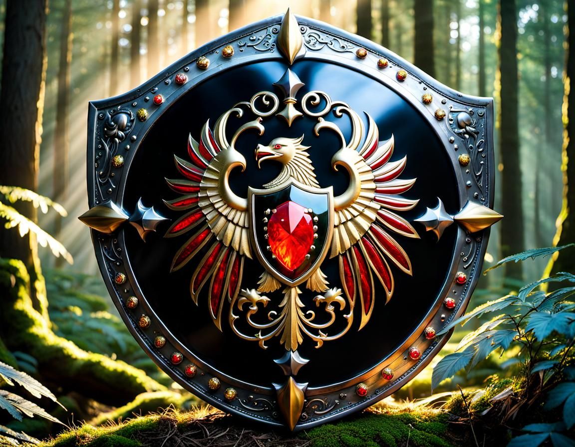Medieval Knight Shield with Phoenix Motif