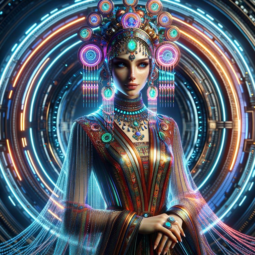 Enchanting Fantasy Queen with Celestial Windmill