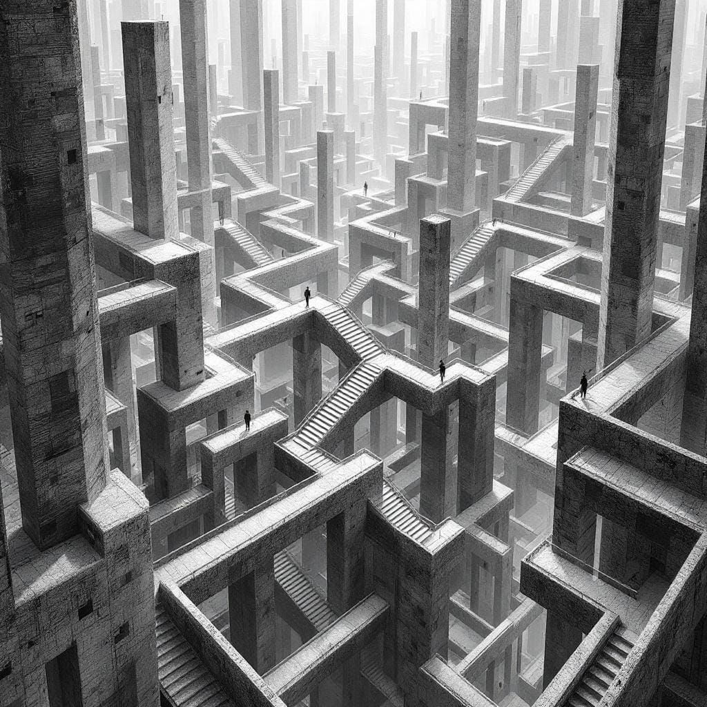 Impossible Staircase Labyrinth in Escher Style