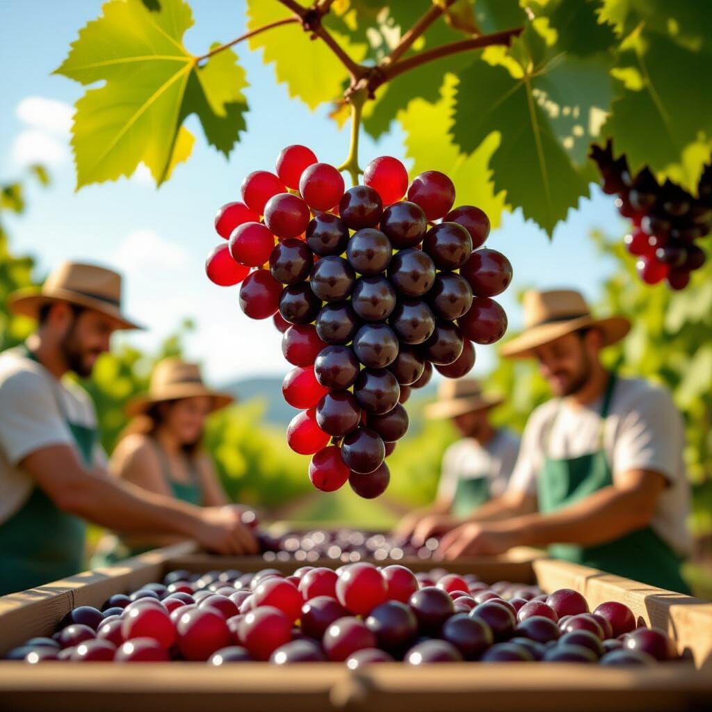 Vibrant Red Grapes in Impressionistic Style