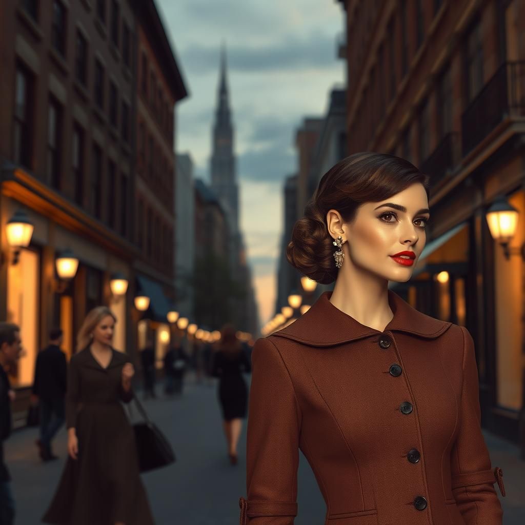 Elegant Uptown Street Scene at Dusk: Photorealistic