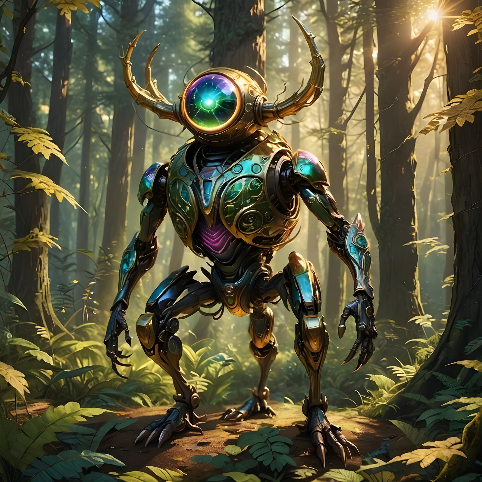 Friendly Metal Orb Creature in Detailed Matte Painting