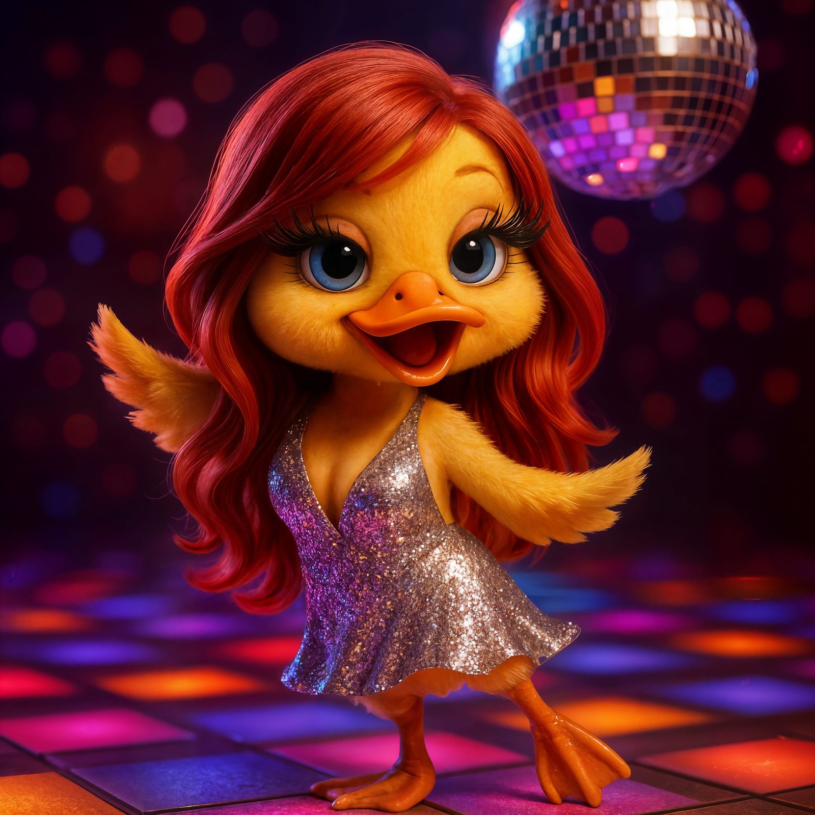 Disco Duckling Diva Dances in CGI