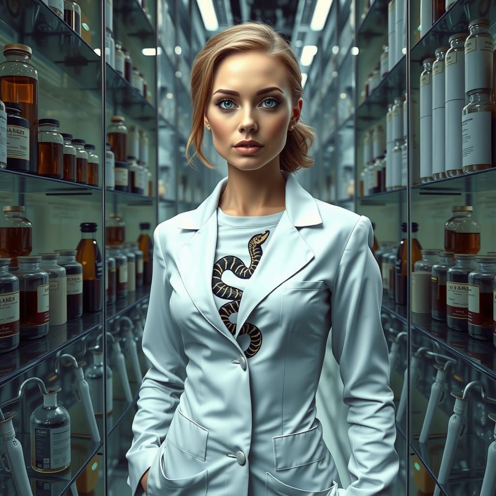 Surreal Doctor Examines Medical Artifacts in a Mirrored Cabi...