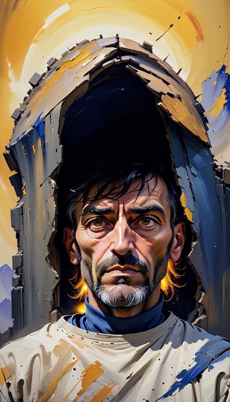 Expressionist Portrait with Bold Brushstrokes in Oil Paintin...