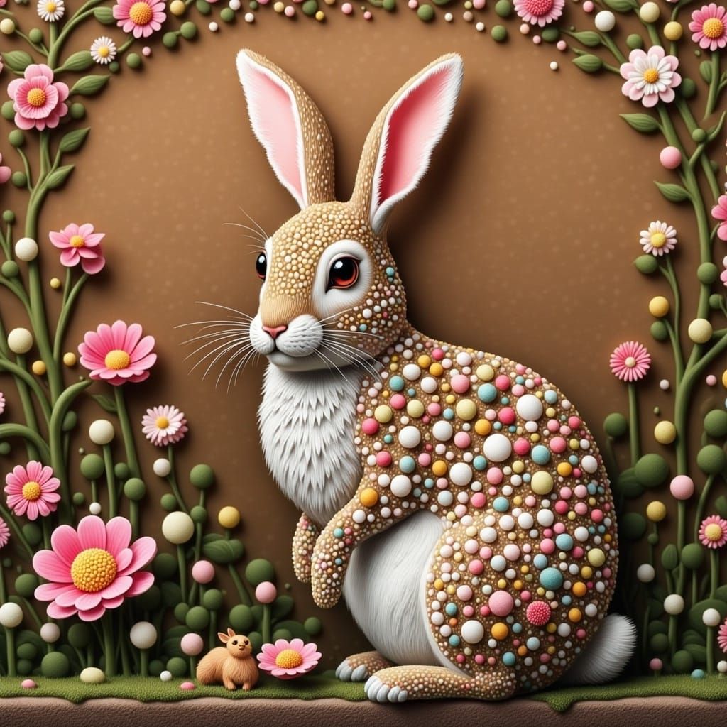 Button Rabbit in Whimsical Storybook Style